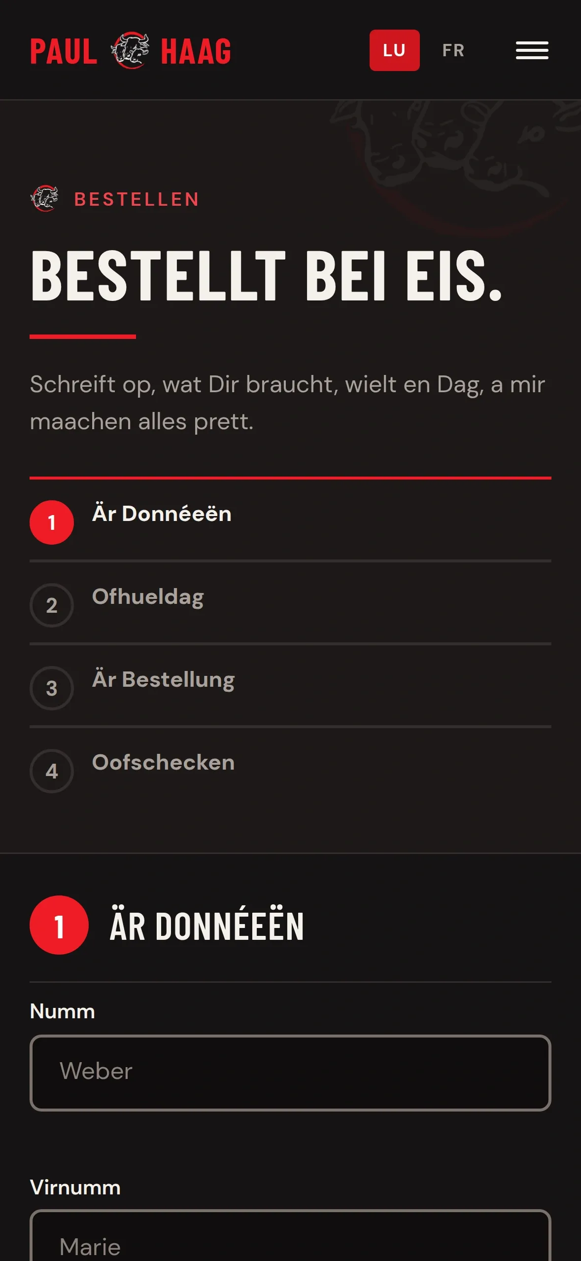 The same page of haag.lu on a phone