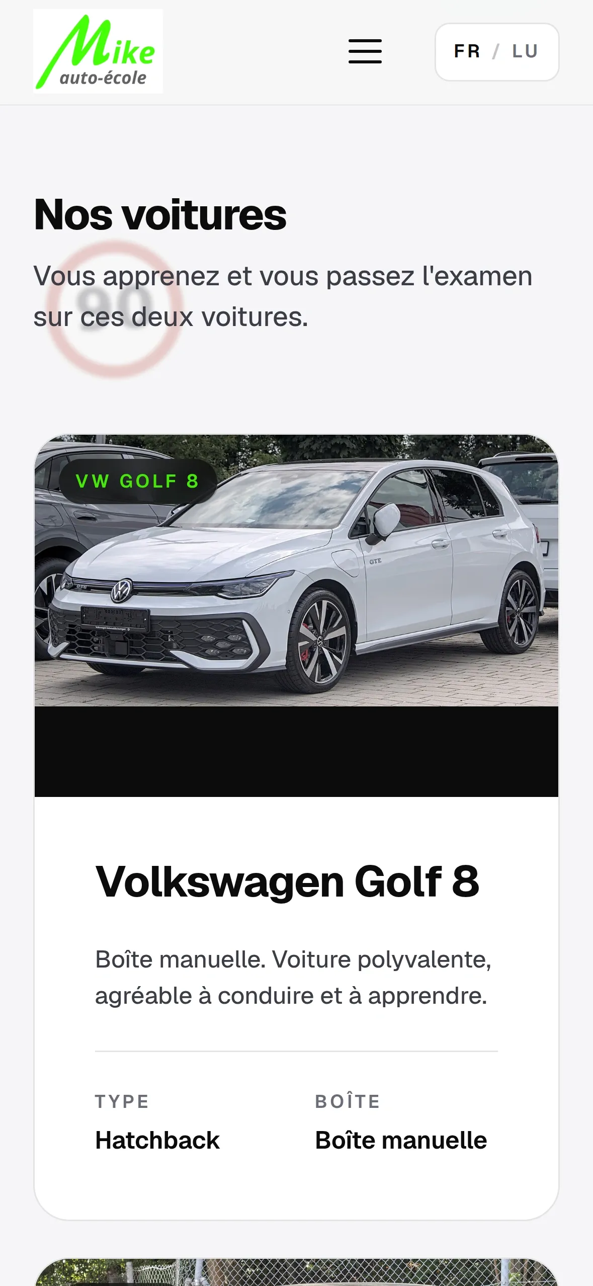 The same page of autoecolemike.lu on a phone